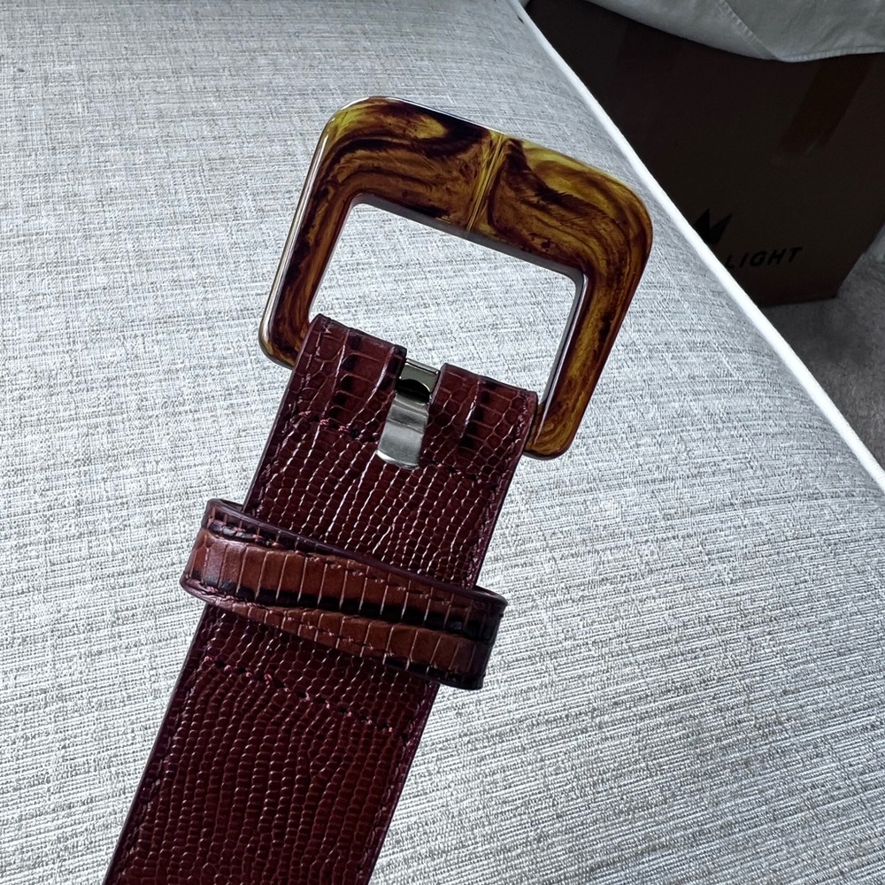 J McLaughlin XL Catriona Brown Embossed Leather Belt